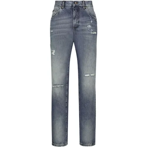 Klassische Jeans mit Weitem Bein und Used-Effekt - Dolce & Gabbana - Modalova