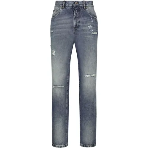 Klassische Jeans mit Weitem Bein und Used-Effekt , Herren, Größe: M - Dolce & Gabbana - Modalova