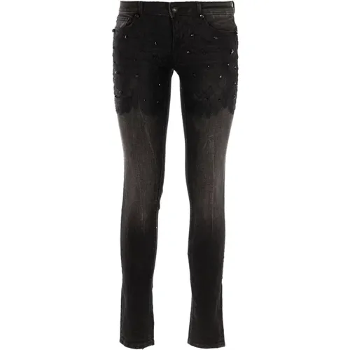 Schwarze Skinny Spitzenjeans für Damen - Fracomina - Modalova