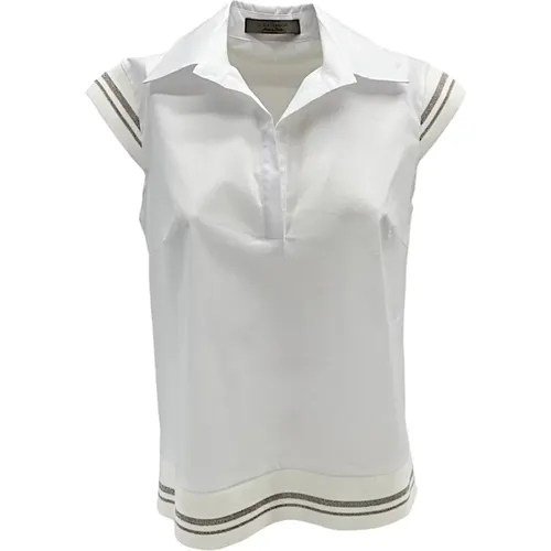 Weißes Polo-Shirt mit Lurex-Details , Damen, Größe: XS - D.Exterior - Modalova