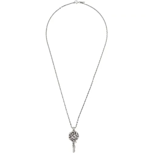 Silver Key Pendant Chain Necklace , male, Sizes: ONE SIZE - Emanuele Bicocchi - Modalova