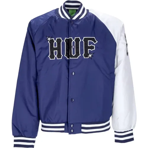 Gepolsterte Satin-Baseballjacke in Marineblau - HUF - Modalova