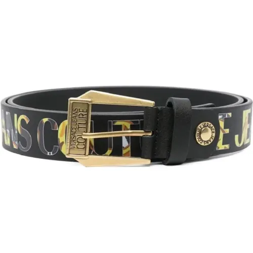 S Logo All Over Leather Belt 90 , male, Sizes: 90 CM, 100 CM - Versace Jeans Couture - Modalova