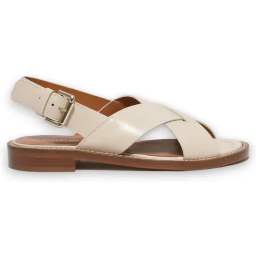 Crossed Leather Sandal in Chalk , female, Sizes: 4 UK, 3 UK - Guglielmo Rotta - Modalova