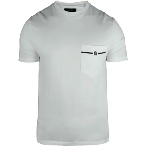 Weißes Baumwoll-T-Shirt mit Schwarzem Logo - Amiri - Modalova