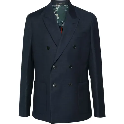 Blaue Woll-Doppelreiher-Jacke - PS By Paul Smith - Modalova