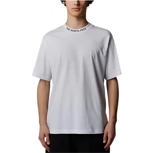 Gerippter Rundhalsausschnitt mit Logo-T-Shirt , Herren, Größe: L - The North Face - Modalova