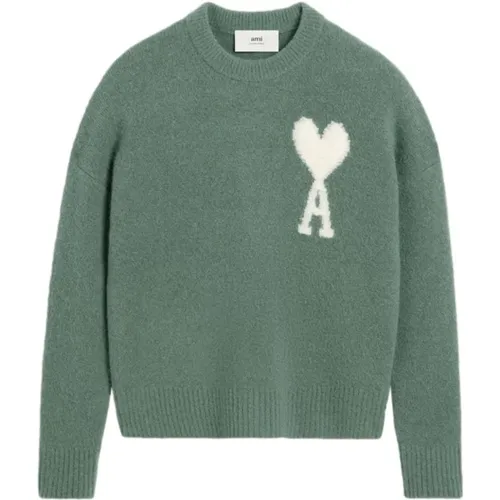 Opaline Wool Pullover with Heart Logo , male, Sizes: XL, L - Ami Paris - Modalova