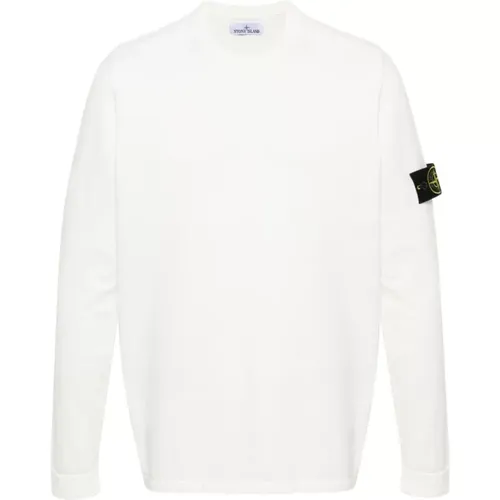 Weißer Pullover mit Logo-Patch - Stone Island - Modalova