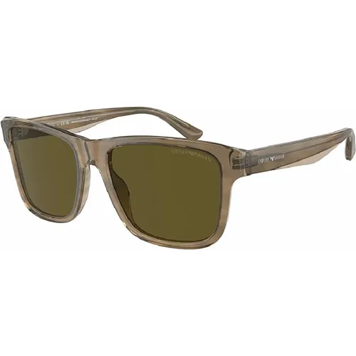 Brown Sunglasses with Dark Brown Lenses , male, Sizes: 56 MM - Emporio Armani - Modalova
