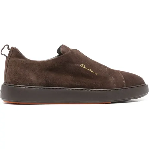 Suede Laceless Sneakers , Herren, Größe: 45 EU - Santoni - Modalova