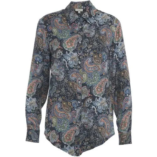 Bluse mit Paisley-Print, Abgerundeter Saum, Lange Ärmel , Damen, Größe: L - Himon's - Modalova