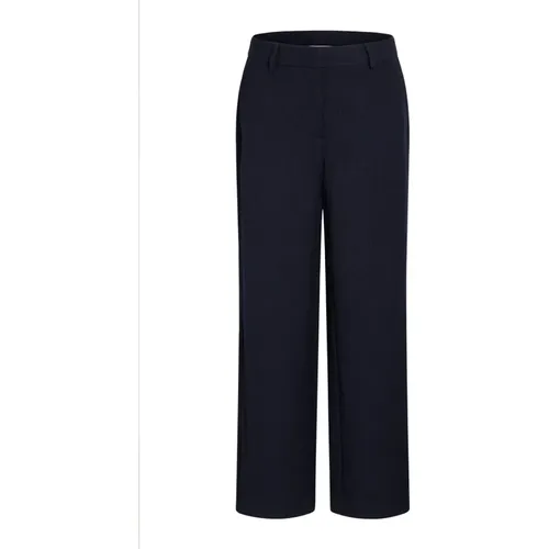 Wide Leg Elastic Waist Trousers Dark , female, Sizes: XL, XS - RUE de Femme - Modalova