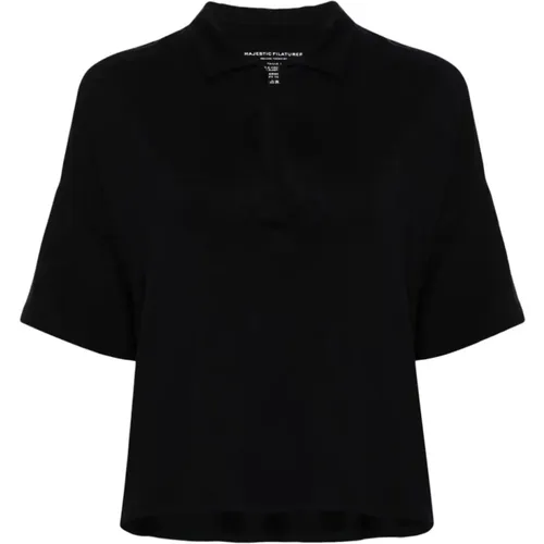 Marine Polo Shirt , Damen, Größe: M - majestic filatures - Modalova