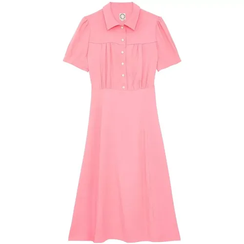 Rosa Viskose Crepe Sommerkleid , Damen, Größe: 2XS - Ines De La Fressange Paris - Modalova