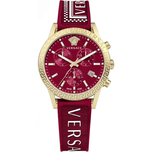 Sport Tech Chronograph Rubber Watch , female, Sizes: ONE SIZE - Versace - Modalova