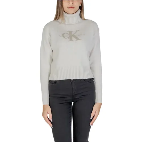 Chenille Monologo Damen Pullover , Damen, Größe: M - Calvin Klein Jeans - Modalova