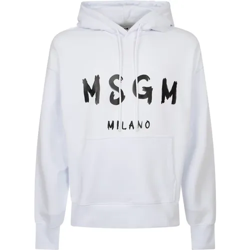 Weißer Baumwollkapuzenpullover , Herren, Größe: L - MSGM - Modalova