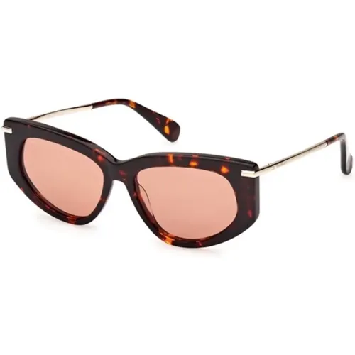 Braune Linse Dunkel Havana Sonnenbrille , unisex, Größe: 54 MM - Max Mara - Modalova