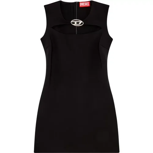 Kurzes Cutout-Kleid aus Milano-Strick,Schwarzes Minikleid mit Cut-Out-Detail - Diesel - Modalova
