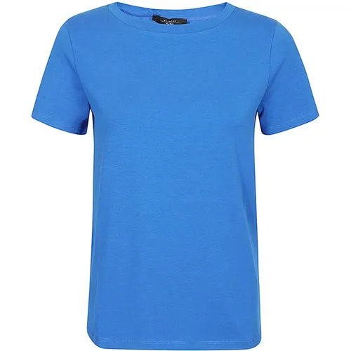 Klassisches Blaues Baumwoll T-shirt , Damen, Größe: S - Max Mara Weekend - Modalova