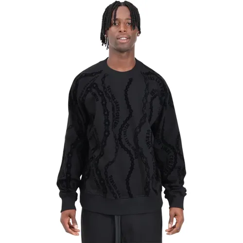 Schwarzer Chain Couture Pullover , Herren, Größe: L - Versace Jeans Couture - Modalova