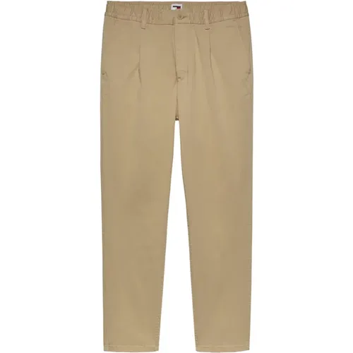 Beige Chino Hose mit Elastischem Bund , Herren, Größe: S - Tommy Jeans - Modalova