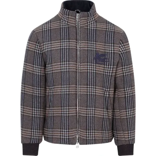 Blue Checkered Wool Jacket Aw23 , male, Sizes: XL, L - ETRO - Modalova