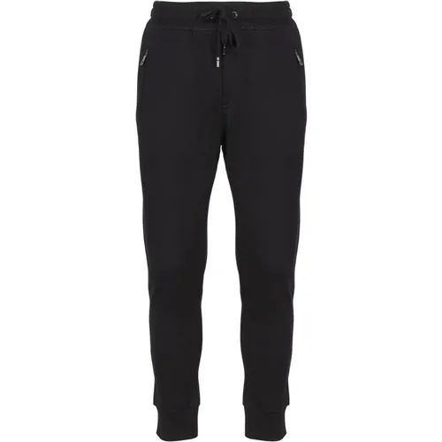 Cotton Jogging Pants with Logo Plate , male, Sizes: L - Dolce & Gabbana - Modalova