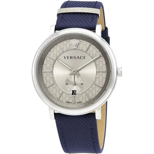 V Circle Leather Watch Elegant Style , male, Sizes: ONE SIZE - Versace - Modalova