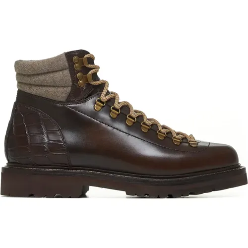 Leather Ankle Boots with Knit Collar , male, Sizes: 9 UK, 7 UK - BRUNELLO CUCINELLI - Modalova