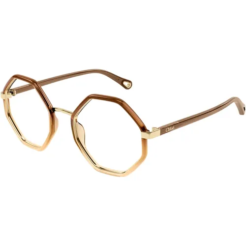 Brown Gold Sunglasses Frames , unisex, Sizes: 53 MM - Chloé - Modalova