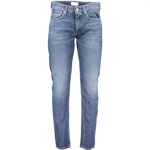 Blaue Slim Taper Jeans mit Ausgewaschenem Effekt , Herren, Größe: W30 L32 - Calvin Klein - Modalova