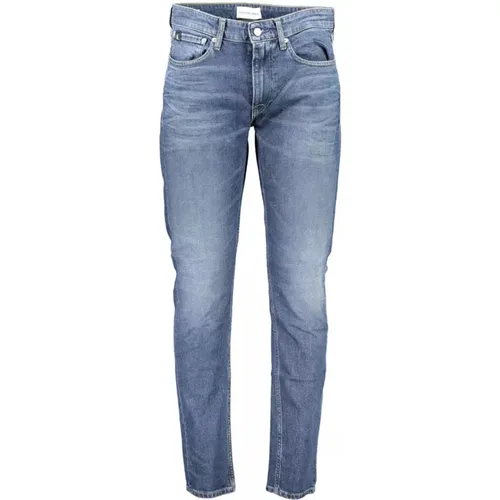 Blaue Slim Taper Jeans mit Ausgewaschenem Effekt , Herren, Größe: W34 L32 - Calvin Klein - Modalova