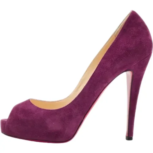 Pre-owned Suede heels , female, Sizes: 4 1/2 UK - Christian Louboutin Pre-owned - Modalova