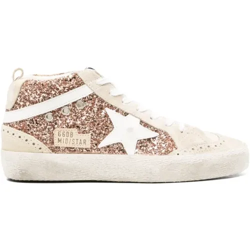 Glitter Weiße Stern Sneakers , Damen, Größe: 37 EU - Golden Goose - Modalova