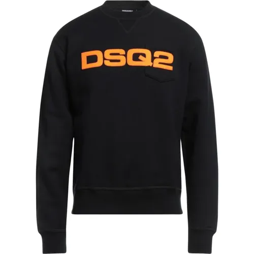 Crewneck Sweatshirt with Neon Orange Patches , male, Sizes: M, 2XL, L, S - Dsquared2 - Modalova