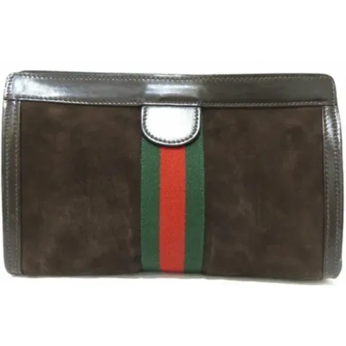 Pre-owned Suede Leather Gucci Clutch , female, Sizes: ONE SIZE - Gucci Vintage - Modalova