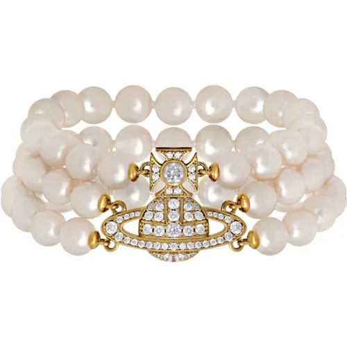 Elegante Perlenkette Gold/Creamrose , Damen, Größe: S - Vivienne Westwood - Modalova