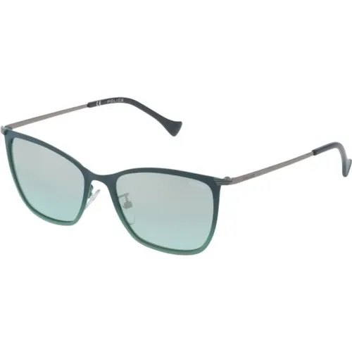 Grüne Metallsonnenbrille für Frauen , Damen, Größe: 53 MM - Police - Modalova