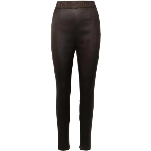 High Waist Acetate Leggings , female, Sizes: XS, S, M - Dolce & Gabbana - Modalova