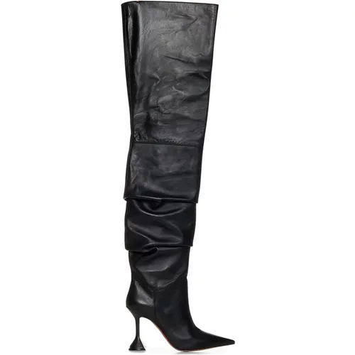 Thigh-High Boots with Hourglass Heel , female, Sizes: 3 UK - Amina Muaddi - Modalova
