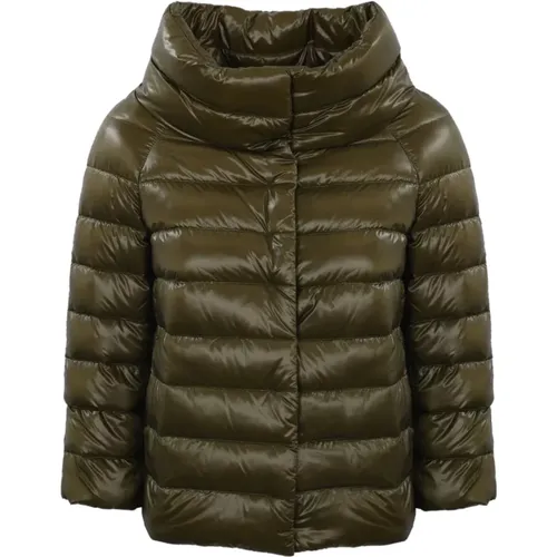 Grüne Nylon Ultraleichte Daunenjacke , Damen, Größe: 2XS - Herno - Modalova