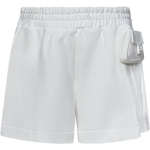 Weiße Baumwollfleece-Shorts mit Mini-Baguette - Fendi - Modalova