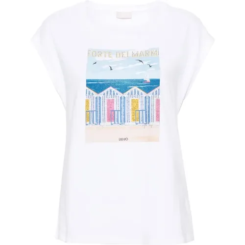 Illustration Print Crew Neck T-shirt , female, Sizes: XS, L, S - Liu Jo - Modalova