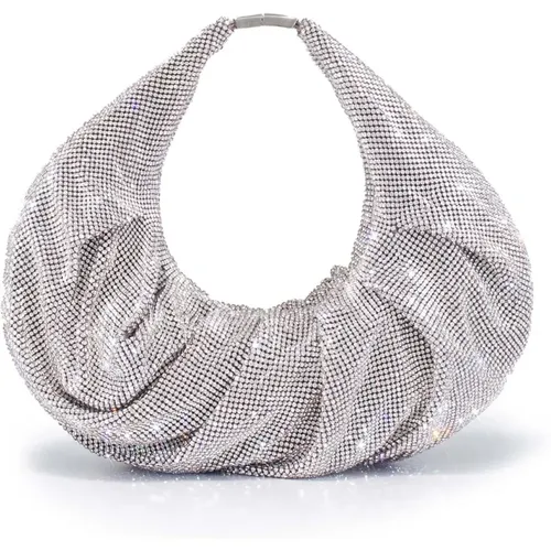 Silver Mesh Handbag with Rhinestones , female, Sizes: ONE SIZE - Benedetta Bruzziches - Modalova