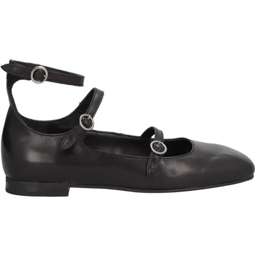 Casual Schwarze Leder Ballettschuhe , Damen, Größe: 36 EU - Alpe - Modalova