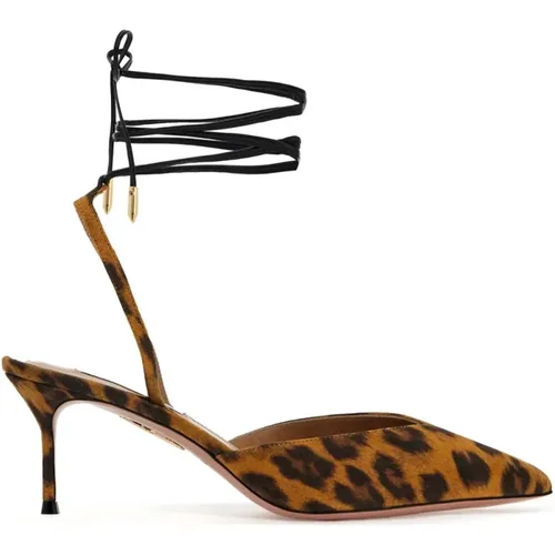 Animal Print Suede Slingback Pumps , female, Sizes: 3 UK, 5 UK, 7 UK - Aquazzura - Modalova