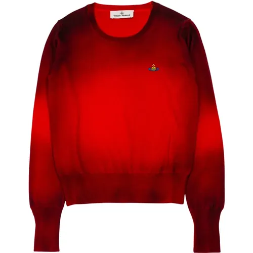 Rot/Schwarzer Wollpullover mit Intarsia-Orb , Damen, Größe: L - Vivienne Westwood - Modalova