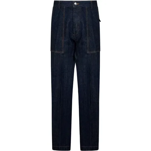 Dark Denim Jeans Straight Leg , male, Sizes: W34, W33 - Doppiaa - Modalova